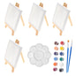 Mini Wood Easel and Painting Canvas Set Acrylic Drawing Paint Kit 12 Colors Acrylic Paint for Kids Birthday Party